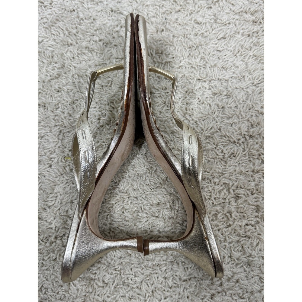 Lilly Pulitzer Metallic Gold Thong Kitten‎ Heel Slip On Sandals Size 9.5 Resort - Picture 9 of 12